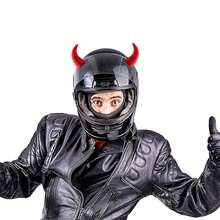 2入組鬼角設計裝飾貼紙,適用於汽車內飾或機車頭盔配件 - 彩色 - 查看 3