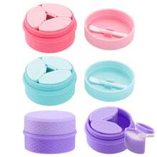 1入組旅行洗漱容器-3合1可重複使用的矽膠旅行瓶,帶防滴蓋,適用於奶油/乳液/化妝品/珠寶等,附3個分配器和一套化妝刮刀（粉色/紫色/藍色） - 藍色 - 查看 2