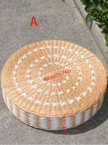 1pc Japanese Style Handmade Woven Straw Tatami Seat Cushion, Round Thickened Seat Pad For Window - Multicolor - View 6