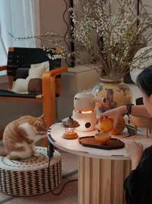 1pc Japanese Style Handmade Woven Straw Tatami Seat Cushion, Round Thickened Seat Pad For Window - Multicolor - View 4