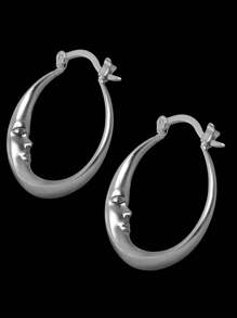 2 件个性化环形耳环月亮形状锌合金耳环珠宝女士礼物 - 銀色 - 查看 4