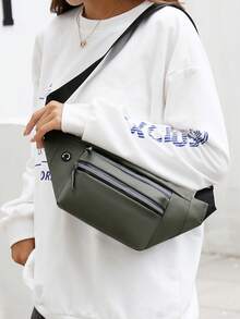 1個黑色中性腰包,休閒防水多層大容量胸包、肩包、斜挎包,適用於戶外活動 - 顏色 - 查看 2