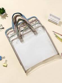 1個學生器官袋,大容量透明防水考試紙張收納便攜橫向文件夾 - 棕色 - 查看 1