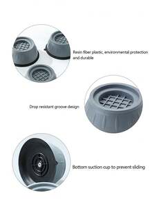 4pcs Washing Machine Anti-Moisture Feet Pad, Anti-Slip Pad For Drum Washing Machine, Refrigerator, Furniture, Anti-Vibration And Shockproof Feet Pad For Washing Machine And Dryer, Suitable For Daily Use At Home - Grey - View 5
