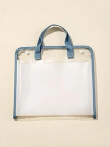 1個學生器官袋,大容量透明防水考試紙張收納便攜橫向文件夾 - 棕色 - 查看 3