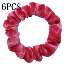 6/10 件/批 天鹅绒女士女孩发圈弹性发带 多色混合纯色时尚马尾辫固定发带配饰发圈 适合日常使用 - 彩色 - 查看 68