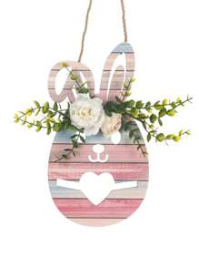 1入聖誕標誌＂merry Christmas＂裝飾花圈掛牌,具有農村風格的麻布木質室內外聖誕節假日裝飾裝飾,可於家中窗戶、牆壁或室外使用 - 粉色 - 查看 1