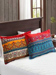 4pcs Geometric Pattern Sheet Set, 1pc Flat Sheet And 1pc Fitted Sheet And 2pcs Pillow Case, Pillow Insert Not Include, Modern Bed Sheet Set, For Bedroom