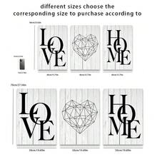 3入組帆布印花海報,黑白字母和木質背景的愛情主題,現代北歐風格,適用於客廳、臥室、沙發背景裝飾、門廳和桌面裝飾,情人節禮物、家居裝飾、掛牆、替換芯、不含畫框,安全pvc管包裝 - 彩色 - 查看 7