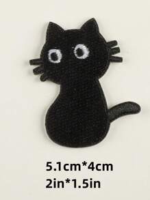 6 Piezas Remiendo Bordado De Tela De Gato Negro Para Ropa Diy, Pantalones, Sombreros, Bolsos, Zapatos, Estuches Para Teléfonos, Etc.