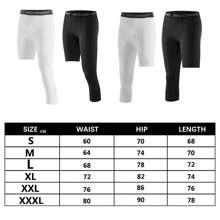 Men's Compression Pants, 3/4 One Leg Compression Capri Tights, Cool Dry Athletic Workout Running Leggings - Black(left Short) - View 7