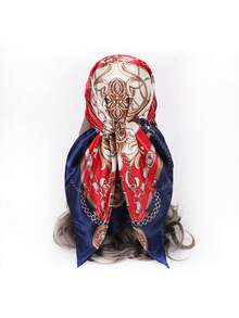 1 件卷轴印花 90 围巾，头巾时尚头巾头巾、发带、新款春秋女士头巾、多功能腰带/包包装饰、时尚头巾、围巾、披肩服装配饰头巾、发带、头带非常适合装扮您的万圣节 - 紅色 - 查看 12