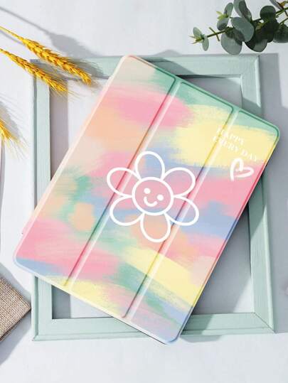 夏季彩色塗鴉空壳配備筆記本新iPad Air4/5 10.9inch，配備華為Metepad 11/ Tab/5保護套，帶筆筒，支援自動睡/晚上鬧