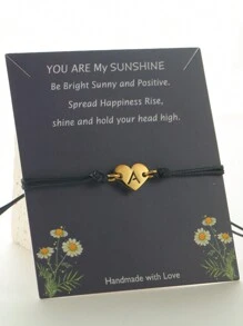 Fashion Simple 26-Letter Valentine's Day Gift Men And Women Cordage Woven Rope Jewelry - Black - View 3