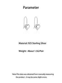 1對s925純銀心形掛釦耳環,極簡設計風格和冷色調適合女性的日常穿戴,作為新年/情人節禮物 - 心形 - 查看 6