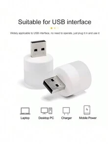 2pcs Portable Mini USB Night Light, Multi-Functional Decorative Light, Suitable For Laptop And Mobile Power Small Square Light, Home Outdoor Light - White - View 4