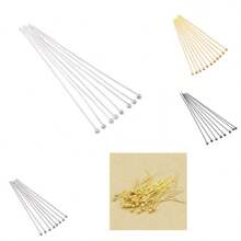 100 件/批 16-50 毫米 7 色銅金屬球頭別針適用於 Diy 珠寶配件直徑 0.5/0.6 毫米用品製作配件 - 香檳色 - 查看 2