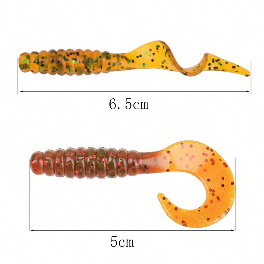 50pcs/Pack Colorful Flavored Shrimp Oil Rolling Tail Artificial Fishing