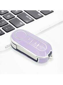 時尚可愛的可動手臂網路泰迪熊玩具 + 創意個性化紫色鑲鑽汽車鑰匙扣 + 紫色防跌落汽車鑰匙套(fiat 500/panda/stiio/brava/boliett/lingyue/iveco Daily 專用) - 紫色 - 查看 3