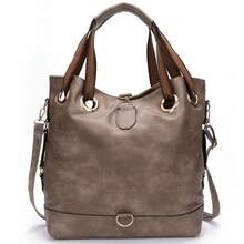 Vintage Large Capacity Barrel Bag, Matte Shoulder Bag, Fashionable Pu Leather Women's Handbag - Chocolate Brown - View 1