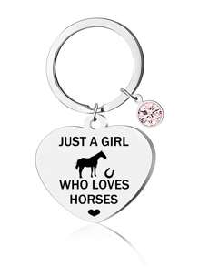 1pc/2pcs Personalized Stainless Steel Horse Design Keychain Gift For Friends, Bffs, Horse Lovers, Engraved Names Or Messages Reminder Accessories - Silver - View 7