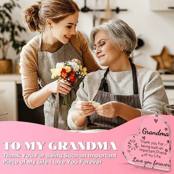 1pc Transparent Heart Acrylic Plaque,Birthday Gift For Grandma