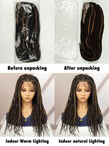 13*3 蕾絲漸層色手工編織中長 26 吋柔軟微辮子日常裝飾女式合成假髮 - 彩色 - 查看 9