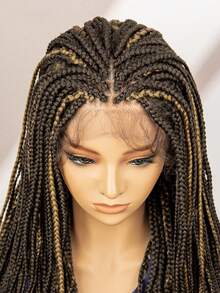 13*3 蕾絲漸層色手工編織中長 26 吋柔軟微辮子日常裝飾女式合成假髮 - 彩色 - 查看 4