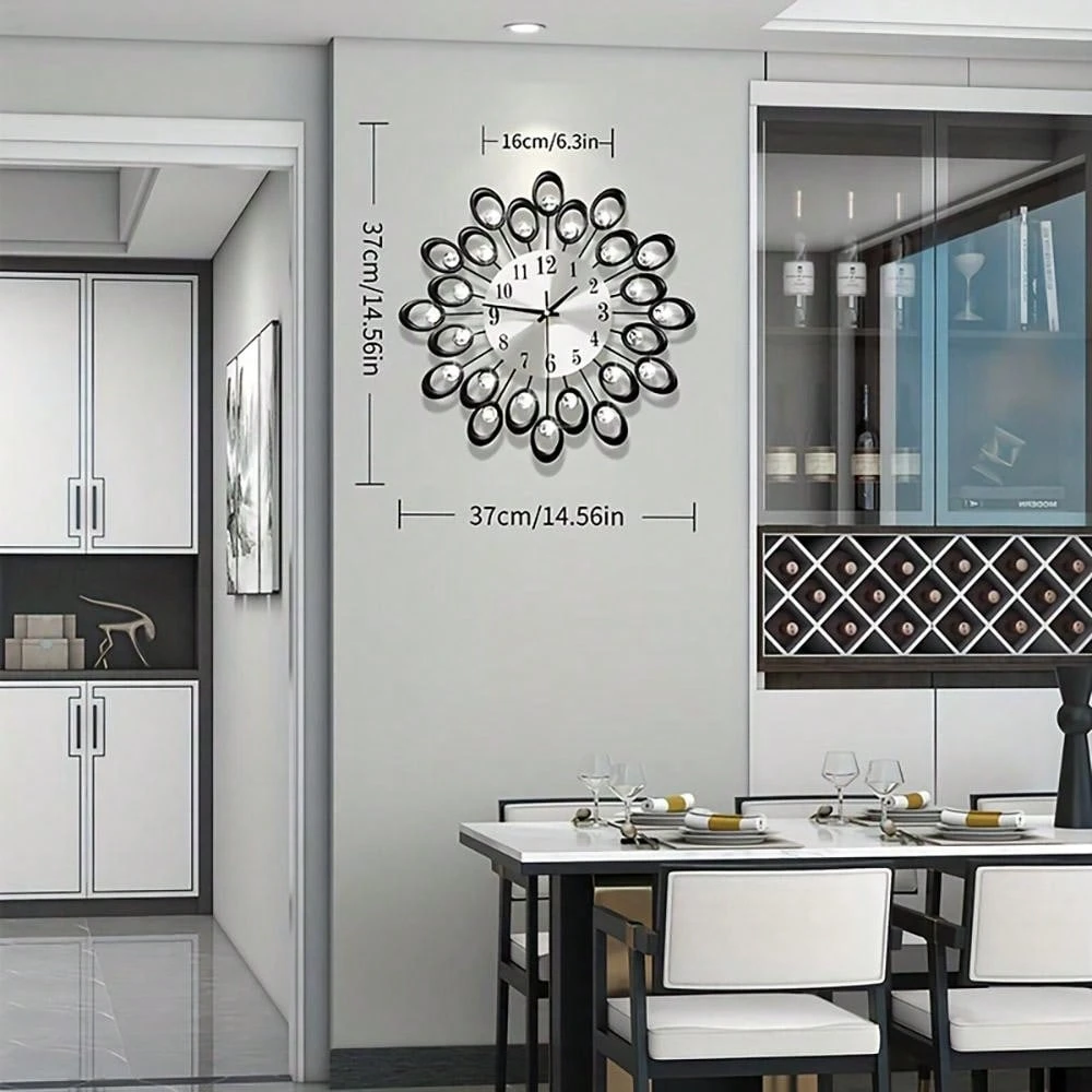 JUJUDA Large Wall Clock For Living Room Decor Big Modern Crystal Wall