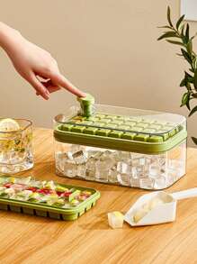 1pc Ice Cube Tray With Lid For Easy Ice Release, Diy Ice Mould, Food Supplement Container And Ice Cube Storage Box - Yellow - View 1