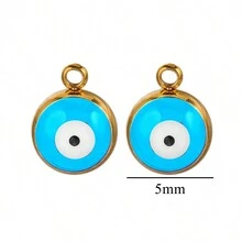 6 件裝不銹鋼圓形吊墜魔鬼之眼 Diy 項鍊耳環珠寶配件製作 - 圓形吊墜 - 查看 13