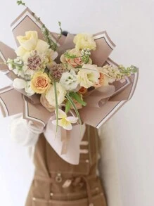 20pcs/Pack Memory Frame Waterproof Pearlescent Film Flower Wrapping Paper For Floral Arrangements And Gift Packaging - Desert Fog - View 6