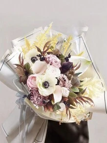 20pcs/Pack Memory Frame Waterproof Pearlescent Film Flower Wrapping Paper For Floral Arrangements And Gift Packaging - Desert Fog - View 5