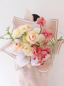 20pcs/Pack Memory Frame Waterproof Pearlescent Film Flower Wrapping Paper For Floral Arrangements And Gift Packaging - Desert Fog - View 3