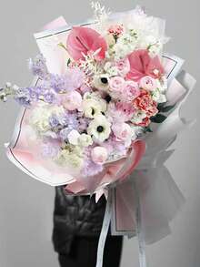 20pcs/Pack Memory Frame Waterproof Pearlescent Film Flower Wrapping Paper For Floral Arrangements And Gift Packaging - Desert Fog - View 2