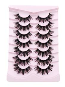 Asiteo品牌7對18mm厚實蓬鬆的人造水貂毛假睫毛,化妝延伸假睫毛 - 尖尾漫畫款 - 查看 6