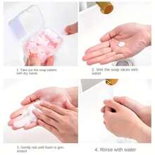 1 Pieza Papel De Jabón Rosa Portátil Mini Con Caja De Jabón, Ideal Para Viajes Y Actividades Al Aire Libre, Hojas De Jabón De Manos Desechables Con Fragancia Floral