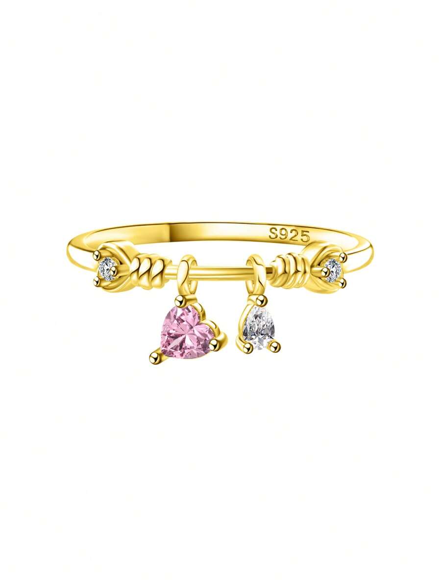ORSA JEWELS 1 pieza Anillo de plata de ley 925 con diseño de de corazón corte circonita dulce y de moda para mujer, joyería de dedo para fiesta de boda, regalo de fiesta, Navidad, Año Nuevo, cumpleaños, aniversario, Día de San Valentín