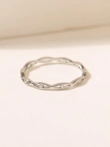 1pc Fashionable & Simple 925 Silver Artificial Ring Suitable For Women's Daily Wear - Silver - View 5