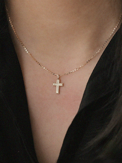 1 pieza Collar único & clásico S925 plata esterlina con brillante colgante Cruz para mujeres , regalo para uso diario