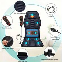 1pc Plug-In Car/Home-Use Heated Massage Pad For Full Body Neck Waist With Vibration Function, 24w - Black - View 9