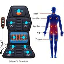 1pc Plug-In Car/Home-Use Heated Massage Pad For Full Body Neck Waist With Vibration Function, 24w - Black - View 8