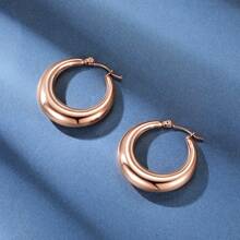 MDFUN 14K玫瑰金镀层316L不锈钢粗圈耳环，轻盈而厚实的金色耳环，女士款 - 玫瑰金 - 查看 5