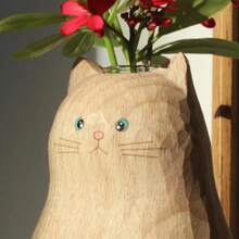 1pc Handmade Resin Cat Shaped Flower Vase Decoration For Cat Lovers - Khaki - View 8