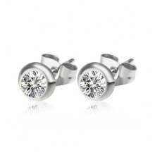 1pair Stainless Steel Faux Pearl Stud Earrings Featuring Hollowed Flower Design, Sparkling Round Rhinestone & Bubble, Rhinestone Setting, Perfect For Women's Daily Wear - AEE-006 Round Diamond Bubble - View 3