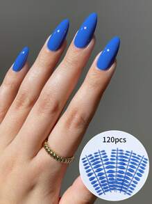 120 cái Mịn màng Acrylic Dài trung bình Hạnh nhân Xanh Móng giả , Màu thuần Nhấn-Bật Móng tay , 12 Kích thước Có sẵn , Hình quả hạnh Thiết kế Nhân tạo Coverage hoàn toàn Móng giả , Có thể Cắt tỉa Và Trang trí , Lâu dài Đến Mặc , Thích hợp Đối với phụ nữ Và Cô gái , Cuộc sống hàng ngày Và Buổi tiệc Sử dụng - Màu xanh lam - Xem 1