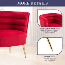 HOMEFUN Accent Chair Leisure Single Chair With Golden Feet - Red - View 2