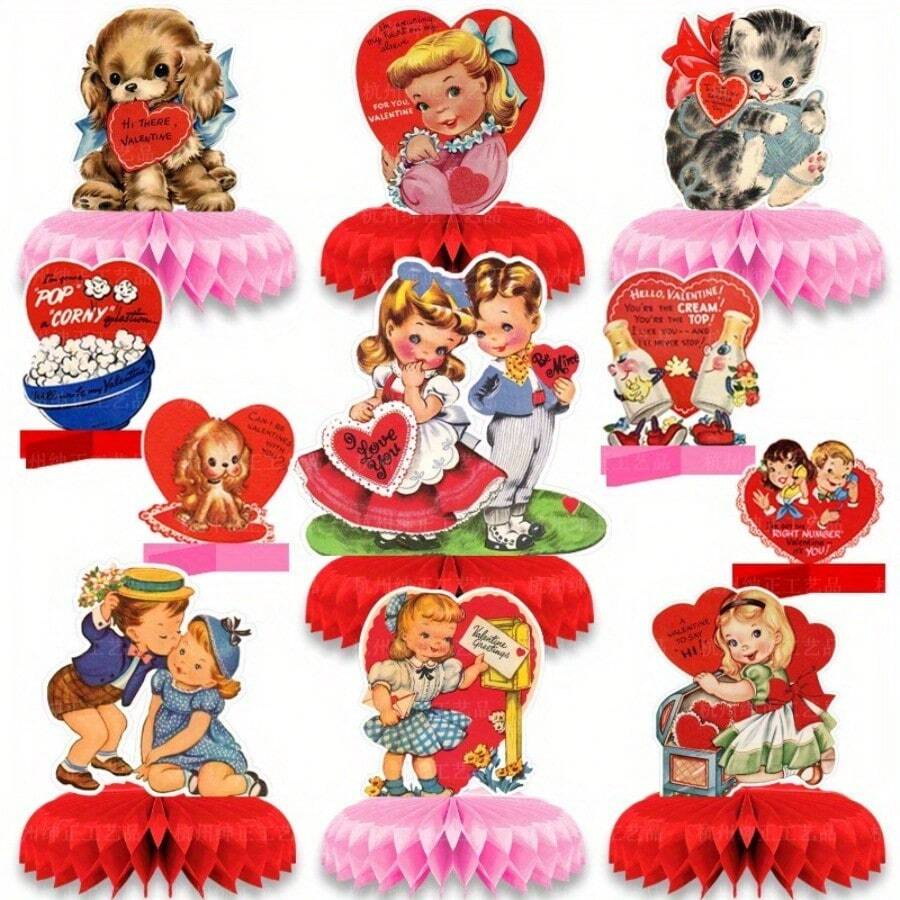 復古情人節蜂窩裝飾品情人節蜂窩桌,節日桌面蜂窩球 - 數量 - 查看 1