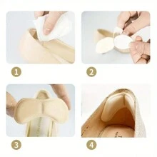 2Pcs Heel Insoles Pads Patch, Anti-Wear Cushion, Feet Care Heel Protector, Adhesive Back Sticker, Shoes Insert Insole - Apricot - View 6