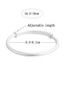 1pc 999 Silver Frosted Solid Push-Pull Bracelet With Adjustable Size And Gift Box - Fashionable, Elegant, Versatile For Dates, Parties, Weddings, Travel, Daily And Work Wear - Silver - View 5